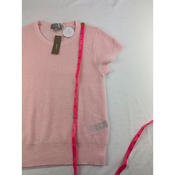 NWT J. Crew Ribbed Featherweight Cashmere T-shirt Soft Blossom Pink Size Small - Picture 7 of 7
